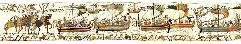 Bayeux Tapestry. Scene 38, depicting Wiliiam's fleet.