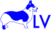 Logo with initials and corgi